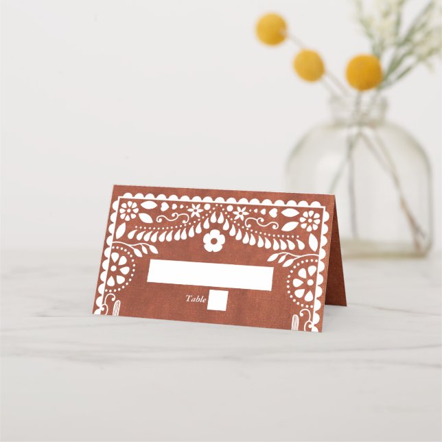 Carte De Placement Papel Picado Mariage Mexicain Brun Terracotta (Devant)