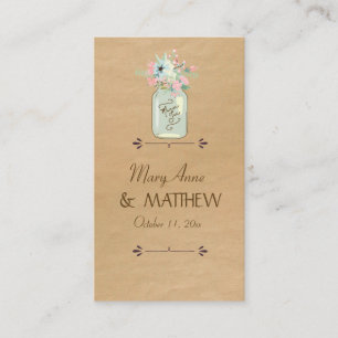 Carte De Placement Papier Kraft Look Rustique Mason Jar Floral modern