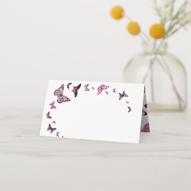 Carte De Placement Papillon blanc pour Mariage écrit à la main (Devant)