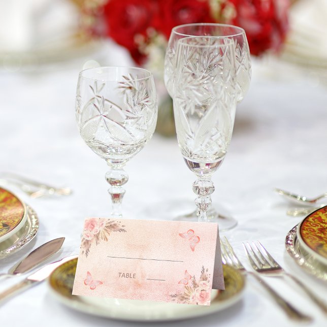 Carte De Placement papillon rose pâle mariage (Créateur téléchargé)