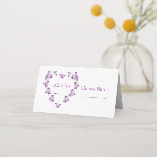 Carte De Placement Papillons de couleur violet Mariage de design (Devant)