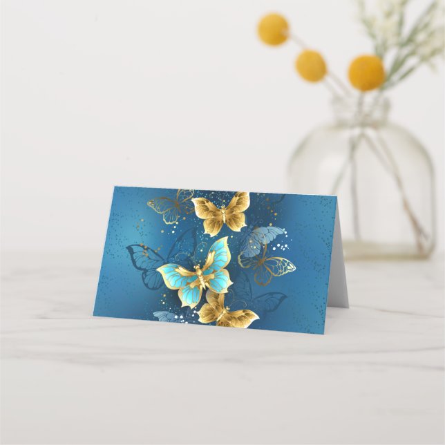 Carte De Placement Papillons dorés (Devant)