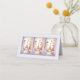 Carte De Placement Papillons et fleurs Tour Eiffel
