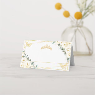 Carte De Placement Papillons floraux blancs Quinceañera 16e anniversa