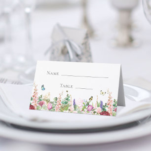 Carte De Placement Papillons Floraux Élégants Rose Violet