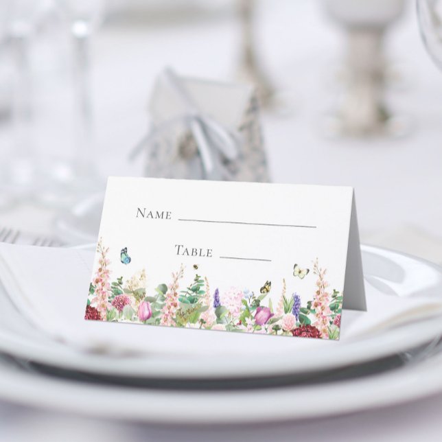 Carte De Placement Papillons Floraux Élégants Rose Violet (Créateur téléchargé)