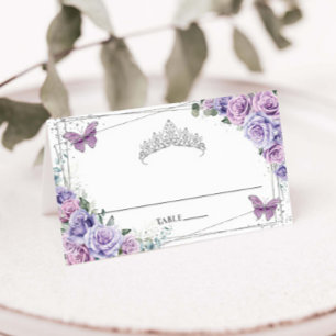 Carte De Placement Papillons floraux violets Lilac Quinceañera XV 16