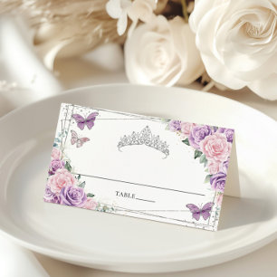 Carte De Placement Papillons floraux violets Lilac rose Quinceañera
