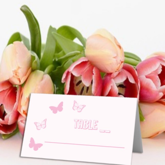 Carte De Placement Papillons roses Quinceanera (Créateur téléchargé)