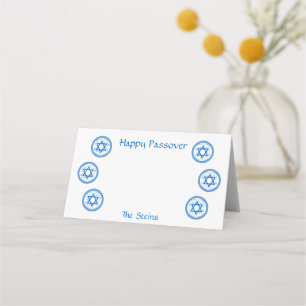 Carte De Placement PÂQUE Étoile bleue de David NOM Blanc