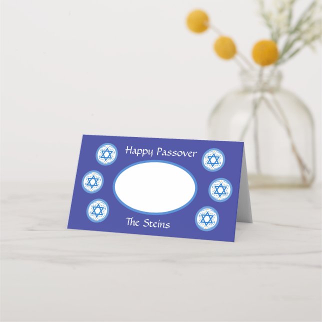 Carte De Placement PÂQUE Étoile bleue de David NOM Marine (Devant)