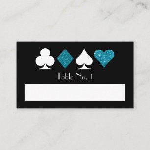 Carte De Placement Parties scintillant Blue Faux Las Vegas Blank Nom