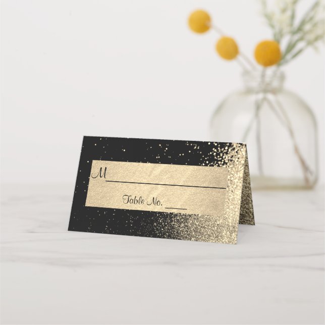 Carte De Placement Parties scintillant Classy Gold sur Noir (Devant)