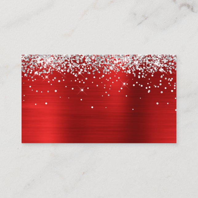Carte De Placement Parties scintillant d'argent rouge flacon (Dos)