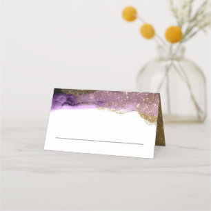 Carte De Placement Parties scintillant d'aubergine pourpre et or Aqua