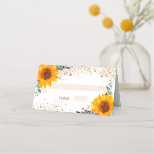 Carte De Placement Parties scintillant d'or de tournesol Baptiste