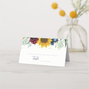 Carte De Placement Parties scintillant d'or fleurie de tournesol bota
