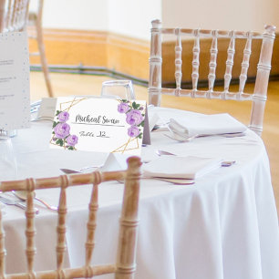 Carte De Placement Parties scintillant d'or Geo violet Floral Mariage