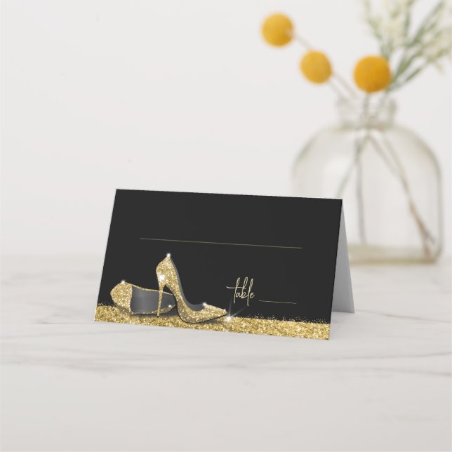 Carte De Placement Parties scintillant d'or Glam moderne Chaussures à (Devant)