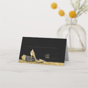 Carte De Placement Parties scintillant d'or Glam moderne Chaussures à