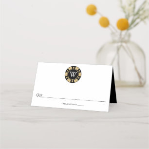 Carte De Placement Parties scintillant d'or Monogram Poker Chip Casin
