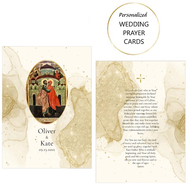 Carte De Placement Parties scintillant d'or Texture Mariage orthodoxe (Créateur téléchargé)