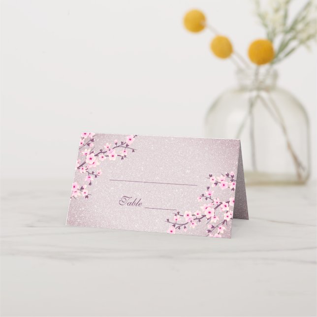 Carte De Placement Parties scintillant en fleurs de cerisier Mauve (Devant)