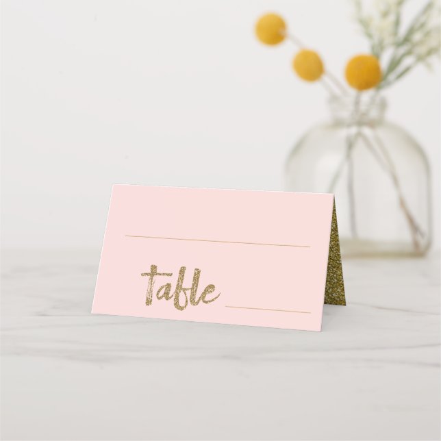 Carte De Placement Parties scintillant Gold Blush Pink Mariage Place  (Devant)