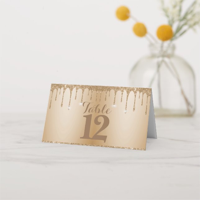 Carte De Placement Parties scintillant Gold Drives Champagne Beige Ma (Devant)