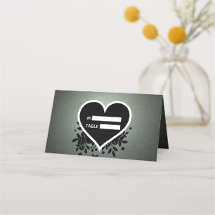Carte De Placement Parties scintillant Gris Vert Et Coeur