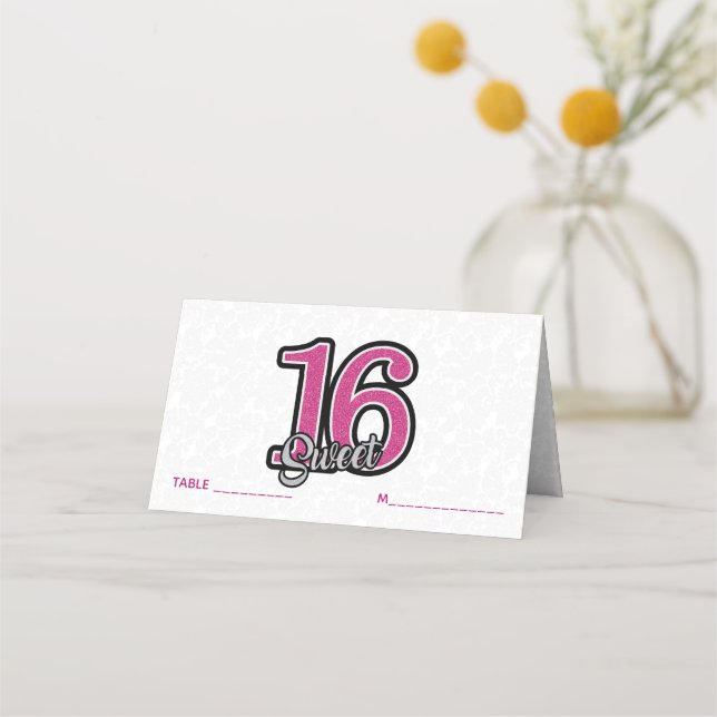 Carte De Placement Parties scintillant Rose Et Gris (Devant)