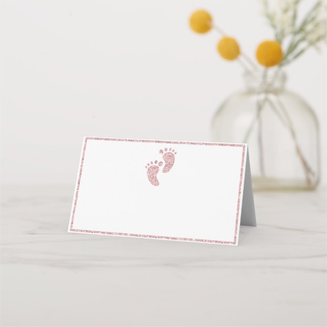 Carte De Placement Parties scintillant rose Pieds Baby shower Tente P