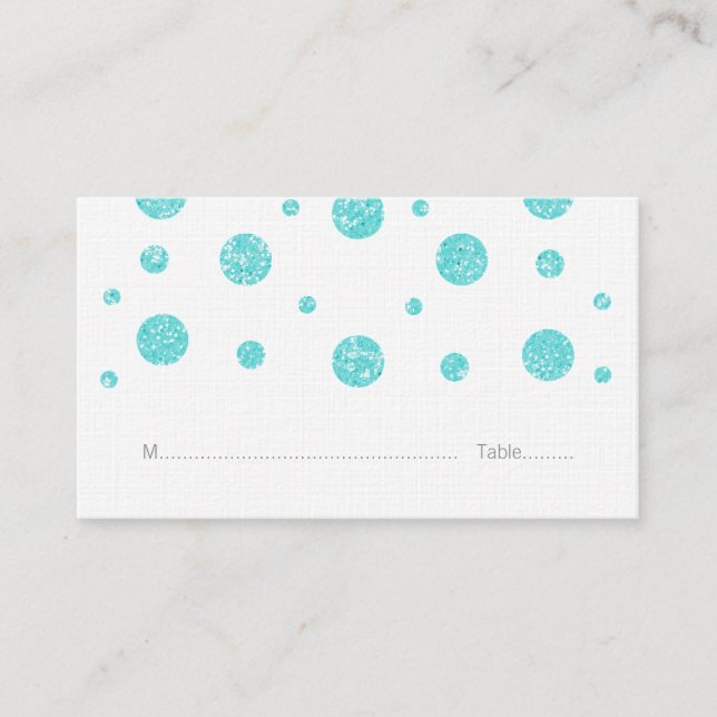 Carte De Placement Parties scintillant Turquoise Confetti Mariage Car (Devant)