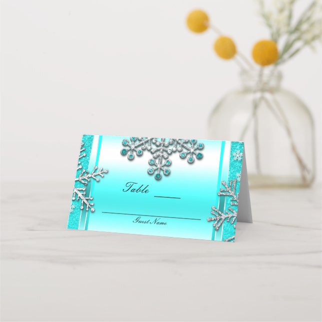 Carte De Placement Parties scintillant turquoise Glam Winter Wonderla (Dos)