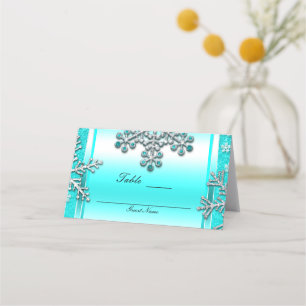 Carte De Placement Parties scintillant Turquoise Glam Winter Wonderla