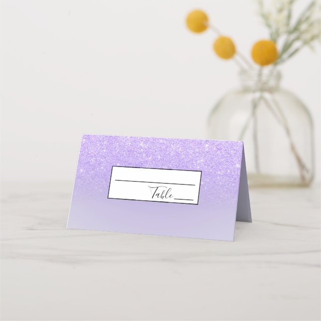 Carte De Placement parties scintillant violet ombre lilas pastel bloc (Devant)