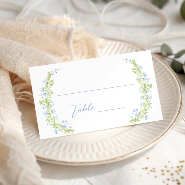 Carte De Placement Pastel Blue Floral Wreath Bridal Shower Wedding (Créateur téléchargé)