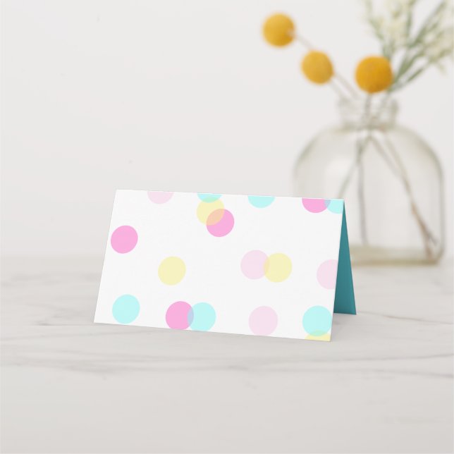Carte De Placement Pastel Confetti - bleu rose jaune (Devant)