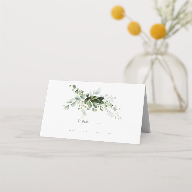 Carte De Placement Pastel Green Eucalyptus Foliage Mariage d'élégance (Devant)