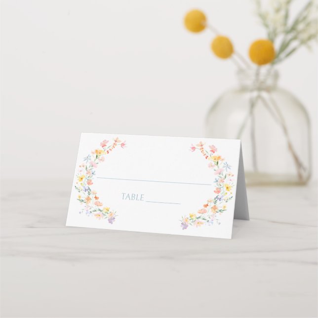 Carte De Placement Pastel Meadow Fleur sauvage Printemps Mariage (Devant)