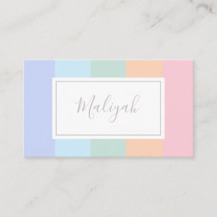 Carte De Placement Pastel Rainbow Strips Nom du bloc de couleurs