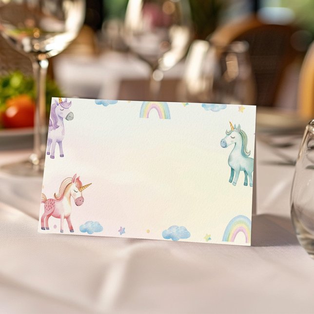 Carte De Placement Pastel Rainbow Unicorn Food Tente Place Card (Créateur téléchargé)
