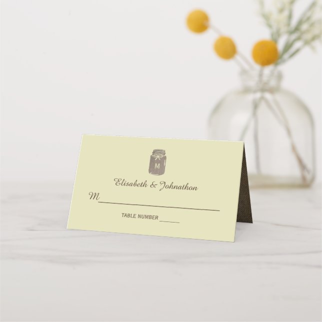 Carte De Placement Pays Burlap Mason Jar Mariage (Devant)