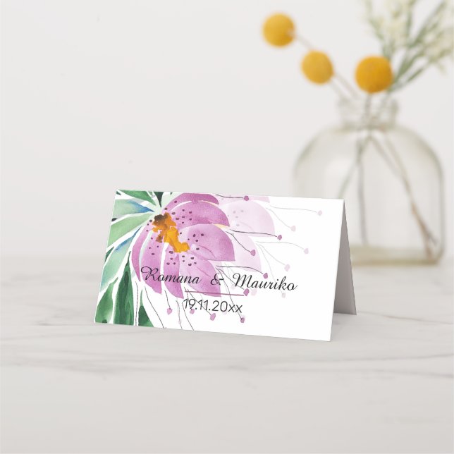 Carte De Placement Pays Romantique Violet Lotus Aquarelle Art (Devant)