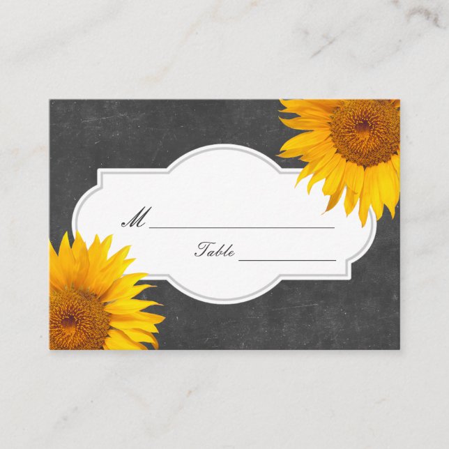 Carte De Placement Pays Sunflower Chalkboard Mariage Lieu/Siège (Devant)