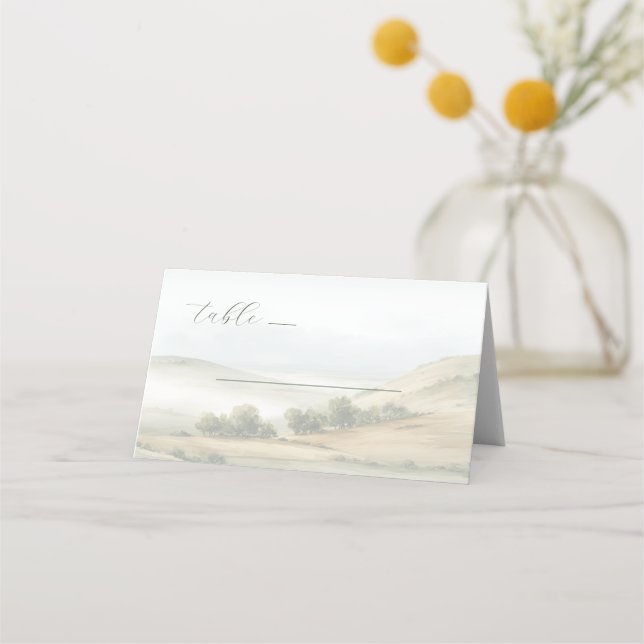 Carte De Placement Paysage à l'aquarelle beige paisible (Devant)
