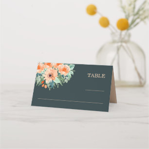 Carte De Placement Peach Jade Turquoise Watercolor Mariage Plaques de