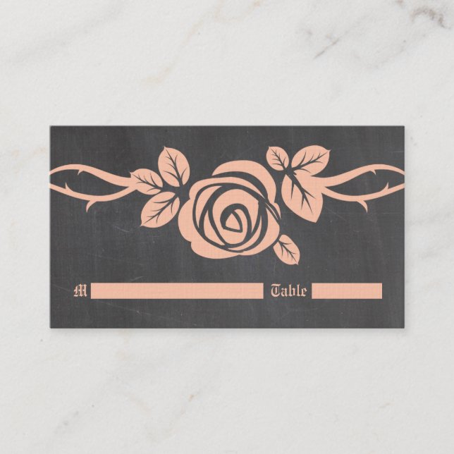 Carte De Placement Peach Rose Chalkboard Place Card (Devant)