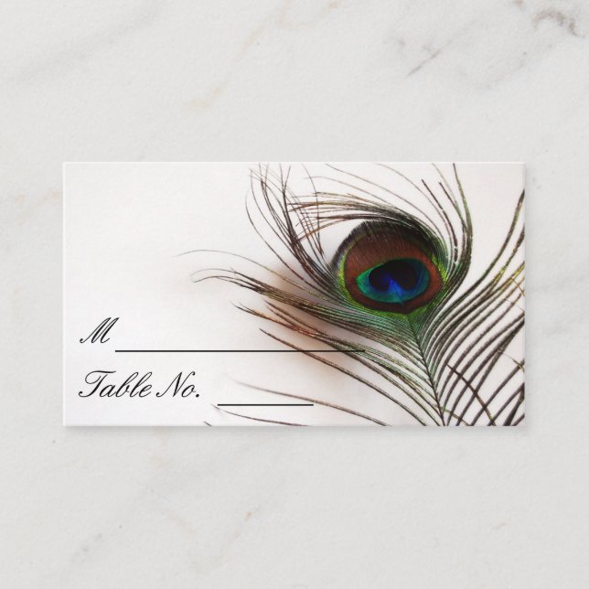 Carte De Placement Peacock Feather Glamor Mariage Place Card (Devant)