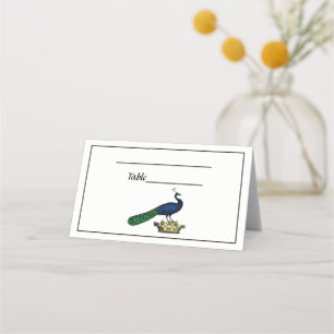 Carte De Placement Peacock héraldique Vintage stylisé sur Couronne C